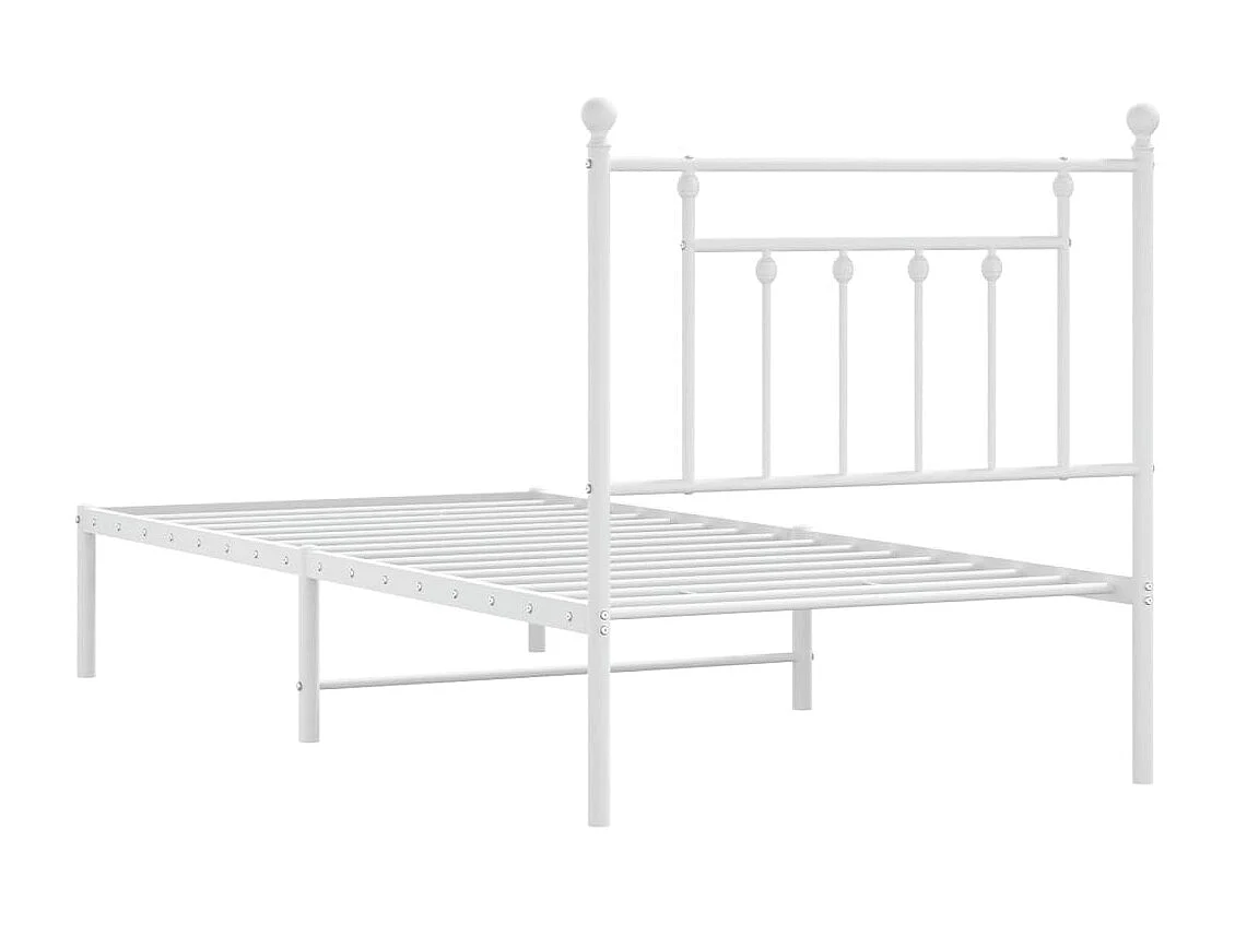 Lit simple | Lit adulte, enfant | Cadre de lit métal avec tête de lit blanc 90x190cm