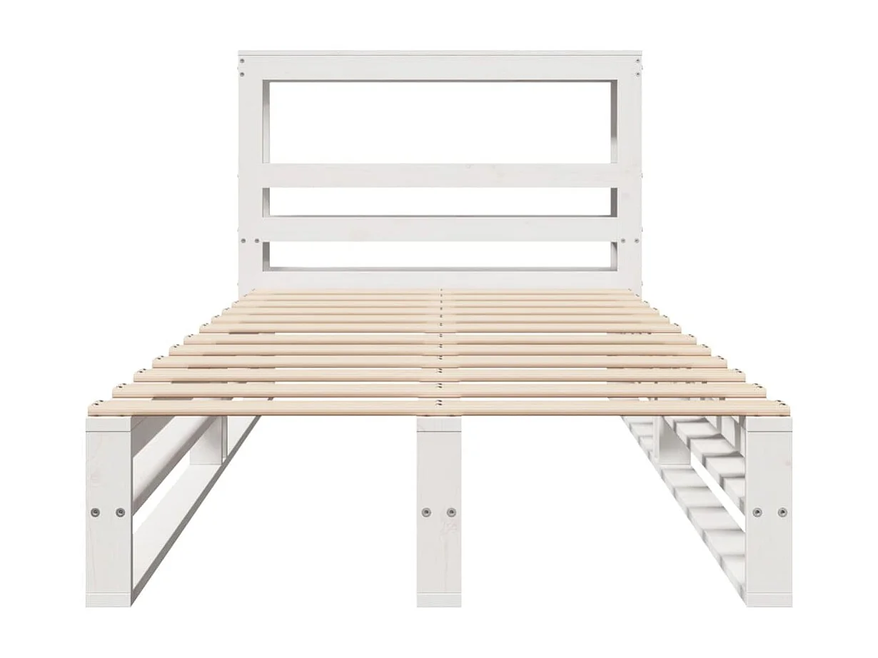 Lit simple | Lit adulte, enfant | Cadre de lit blanc 90x190 cm bois de pin massif