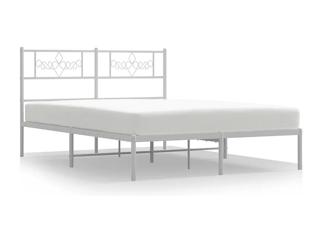 Lit double | Lit adulte | Cadre de lit métal et tête de lit blanc 140x200 cm