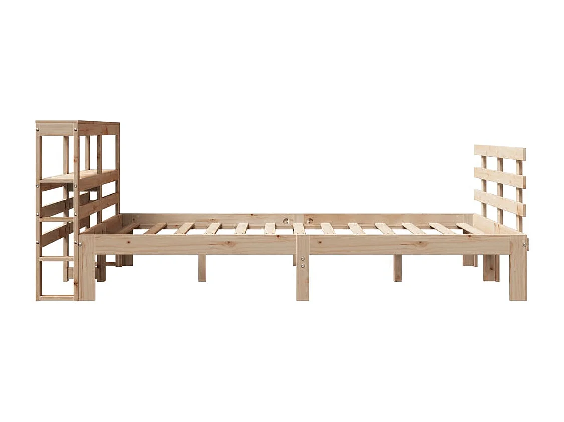 Letto per adulti | Letto matrimoniale | Giroletto con Testiera 150x200 cm in Legno Massello di Pino