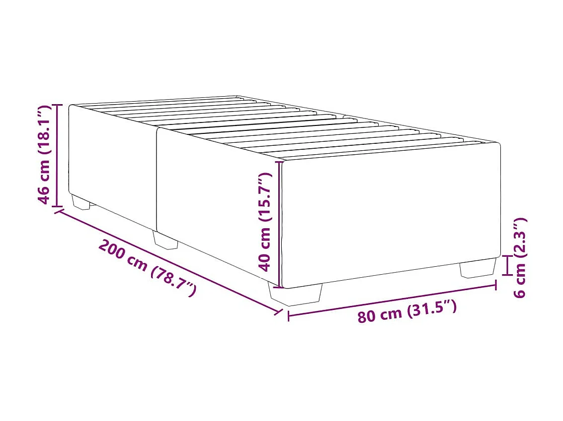 Lit simple | Lit adulte, enfant | Cadre de lit gris foncé 80x200 cm velours
