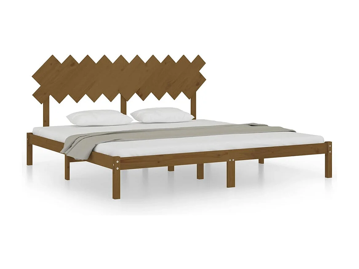 Lit double | Lit adulte | Cadre de lit marron miel 200x200 cm bois massif