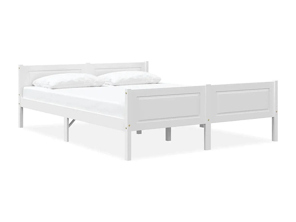 Lit simple | Lit adulte, enfant | Cadre de lit bois de pin massif blanc 120x200 cm