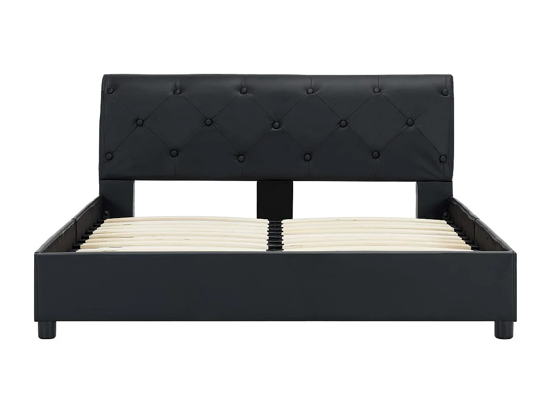 Lit double | Lit adulte | Cadre de lit noir similicuir 140x200 cm
