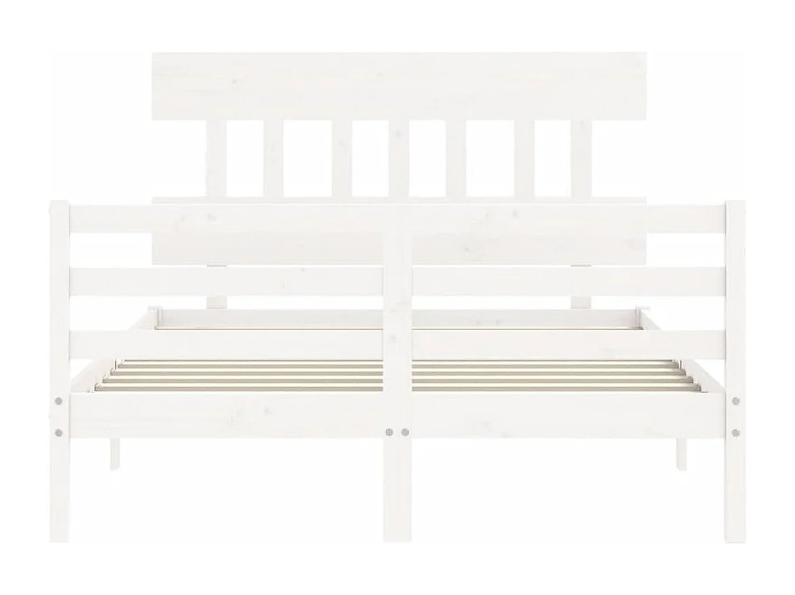 Lit double | Lit adulte | Cadre de lit blanc 140x190 cm bois massif