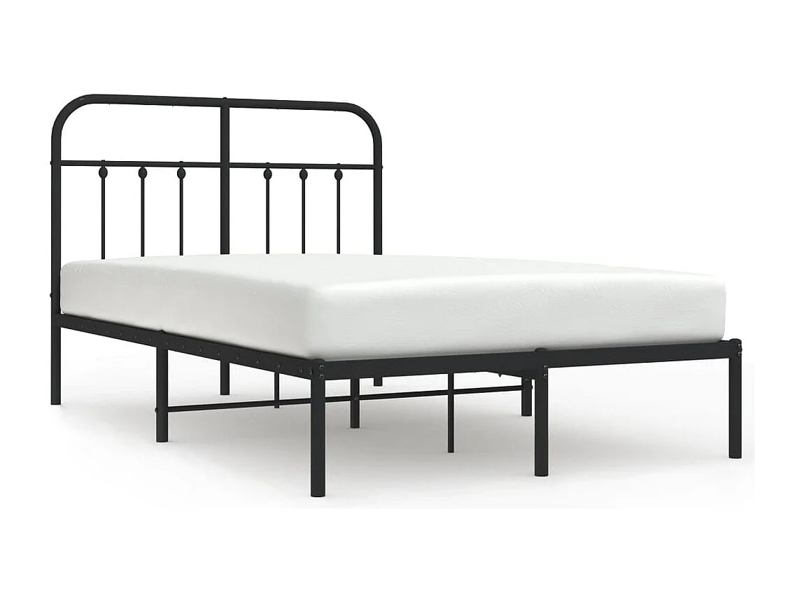 Lit simple | Lit adulte, enfant | Cadre de lit métal avec tête de lit noir 120x200cm