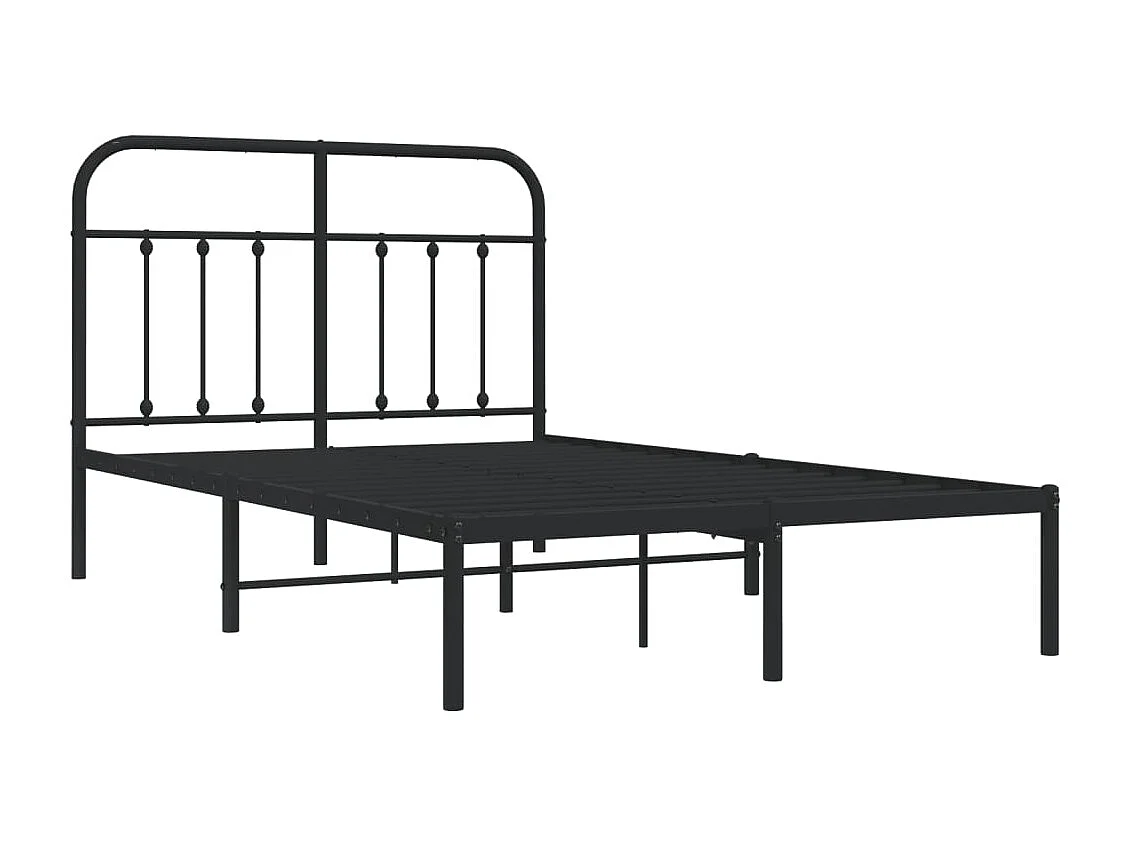 Lit simple | Lit adulte, enfant | Cadre de lit métal avec tête de lit noir 120x200cm
