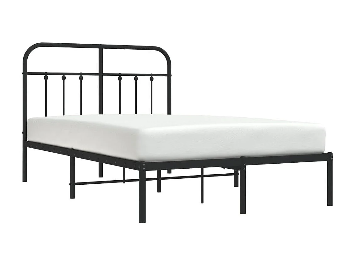 Lit simple | Lit adulte, enfant | Cadre de lit métal avec tête de lit noir 120x200cm