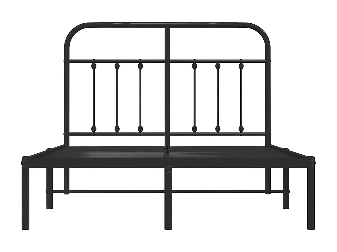 Lit simple | Lit adulte, enfant | Cadre de lit métal avec tête de lit noir 120x200cm