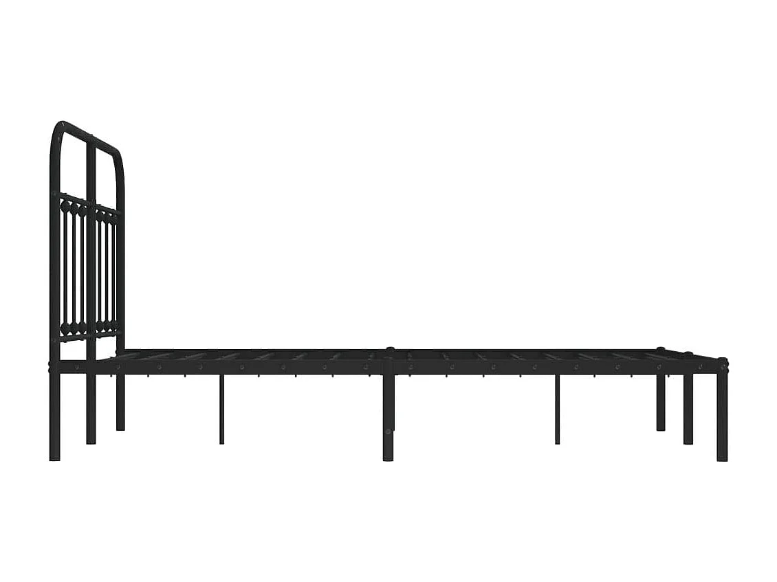 Lit simple | Lit adulte, enfant | Cadre de lit métal avec tête de lit noir 120x200cm