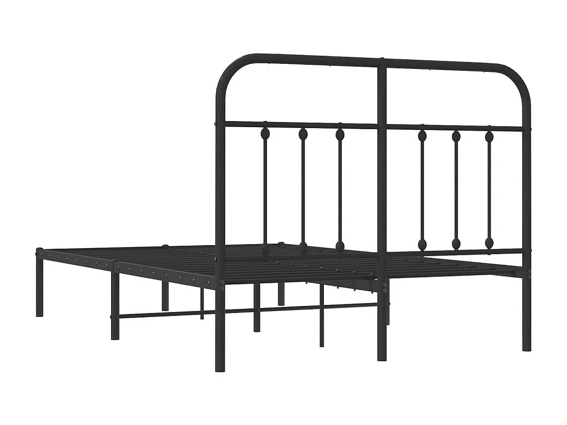 Lit simple | Lit adulte, enfant | Cadre de lit métal avec tête de lit noir 120x200cm