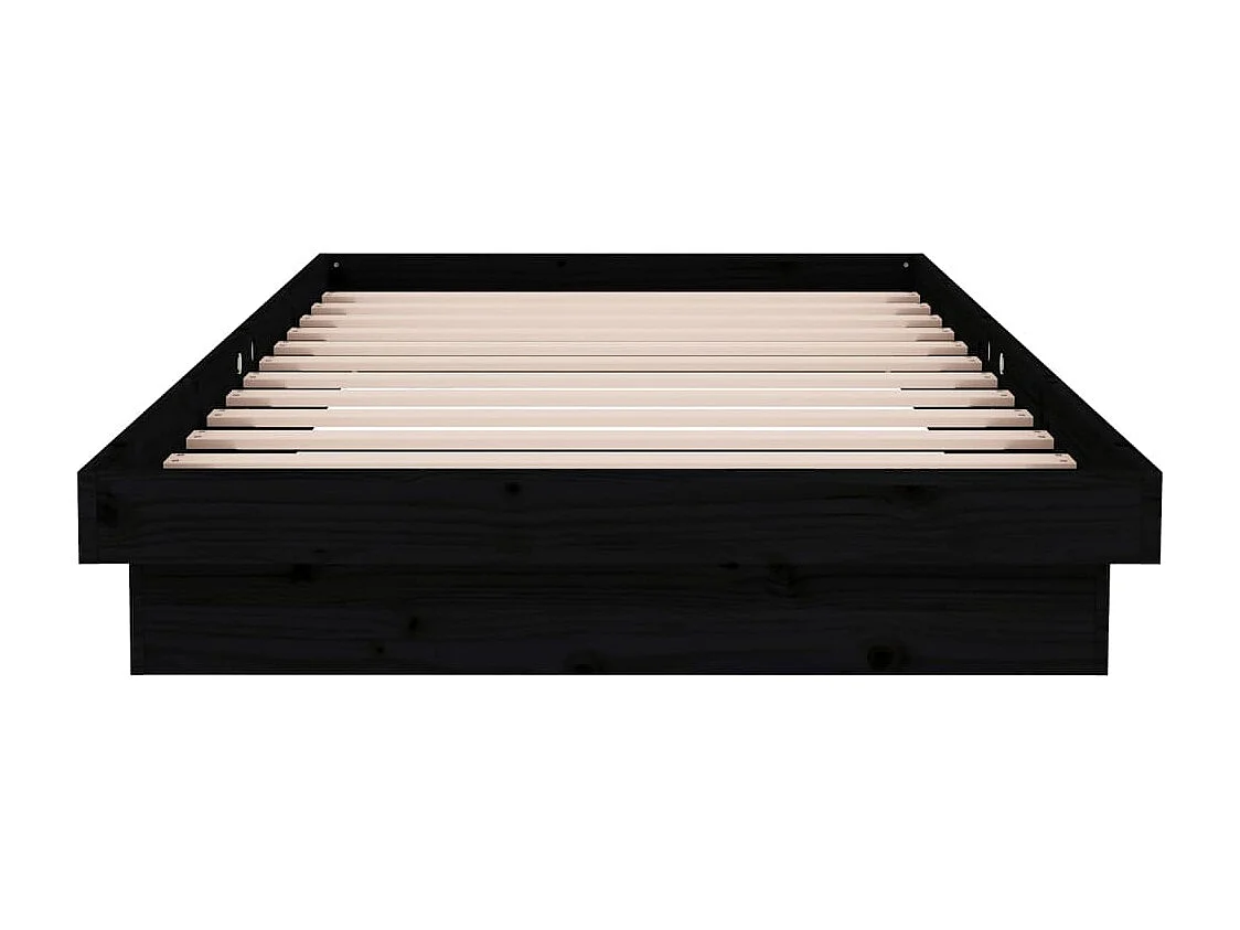 Lit simple | Lit adulte, enfant | Cadre de lit noir bois massif 100x200 cm