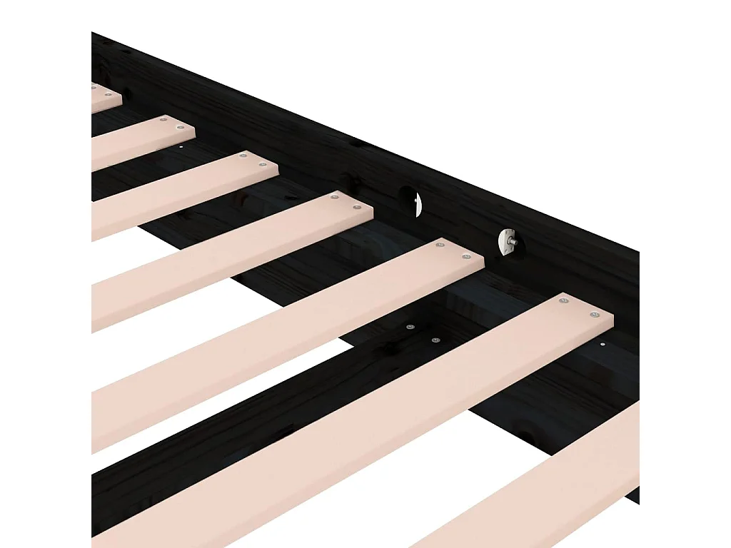 Lit simple | Lit adulte, enfant | Cadre de lit noir bois massif 100x200 cm