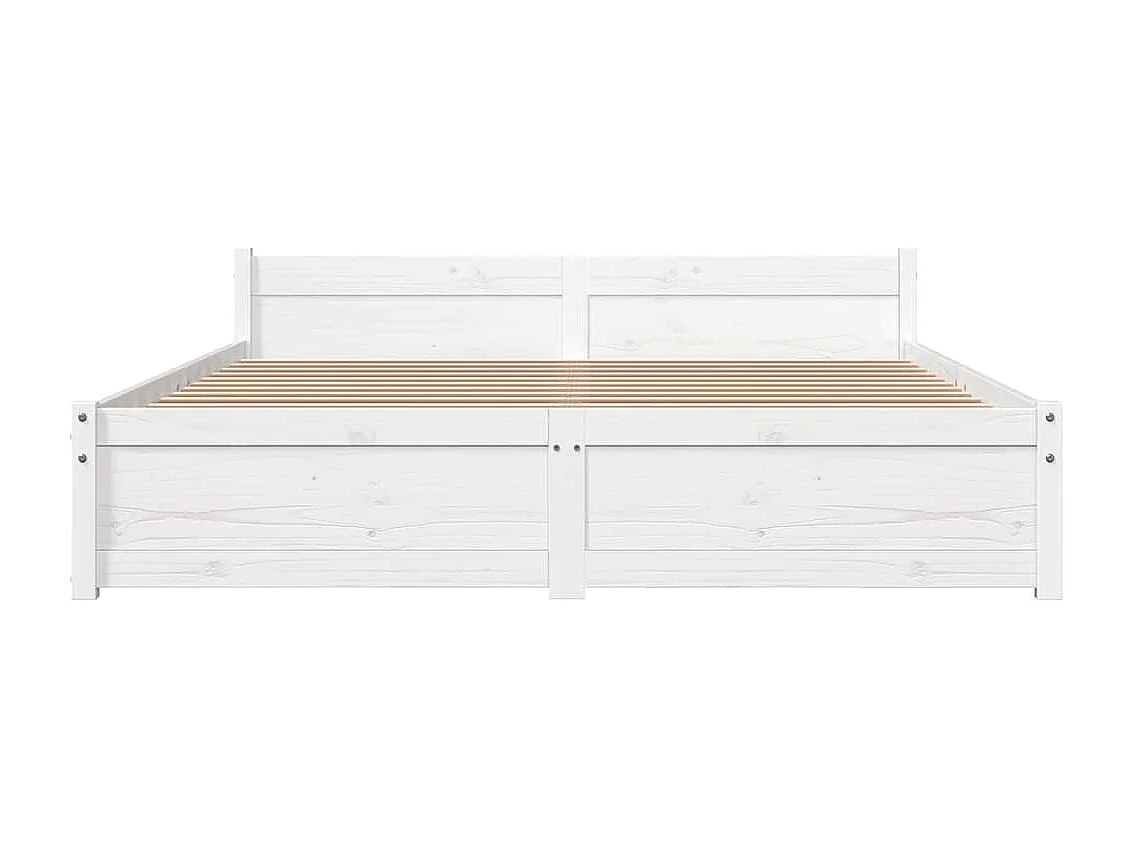Lit double | Lit adulte | Cadre de lit blanc bois massif 135x190 cm