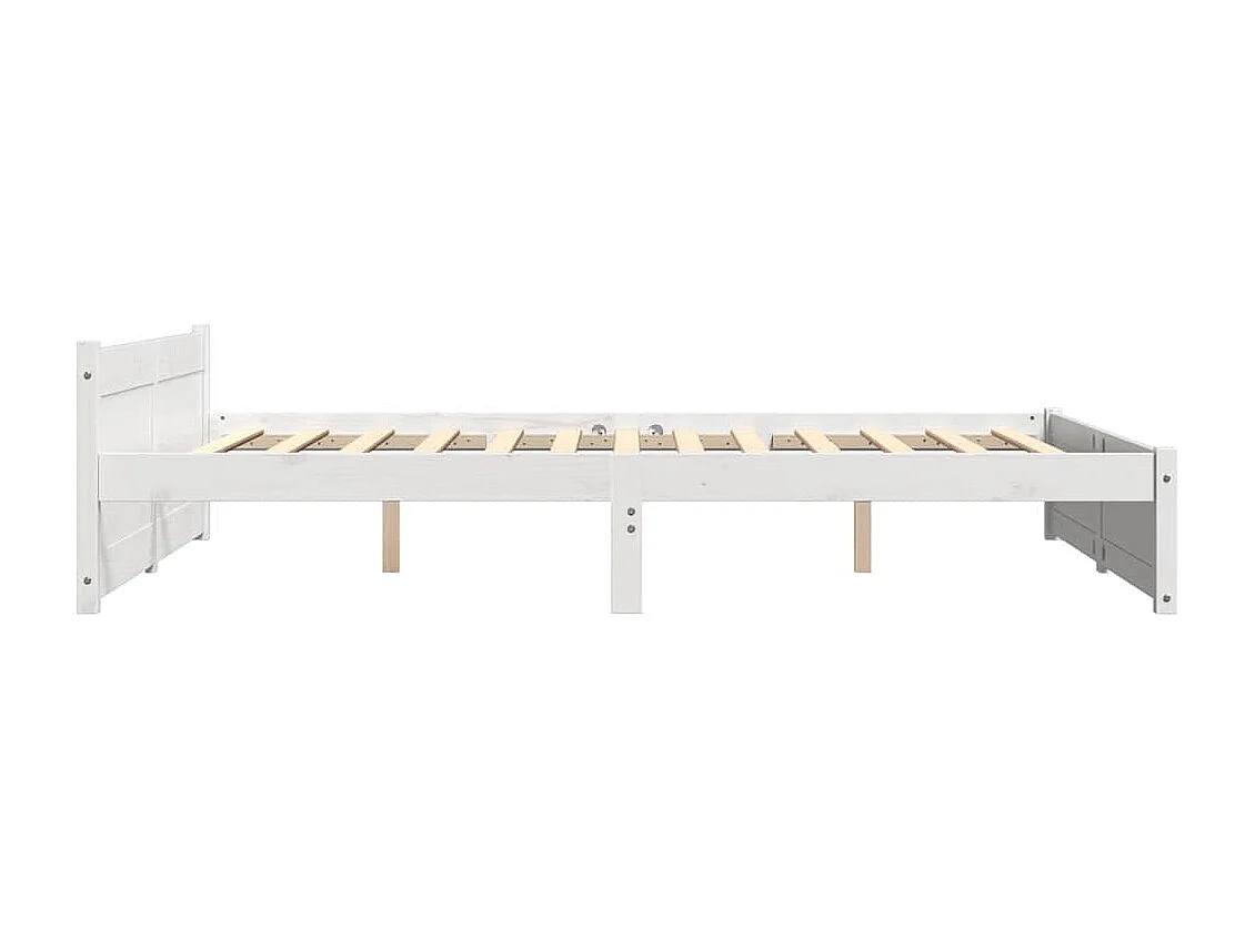 Lit double | Lit adulte | Cadre de lit blanc bois massif 135x190 cm