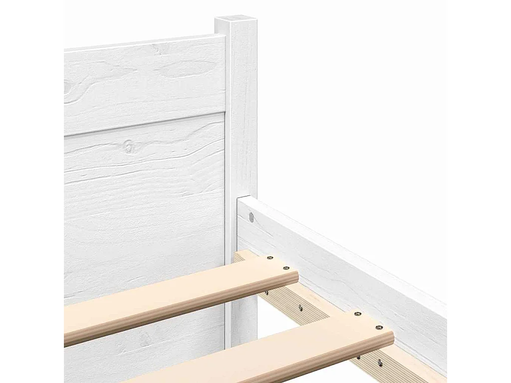 Lit double | Lit adulte | Cadre de lit blanc bois massif 135x190 cm