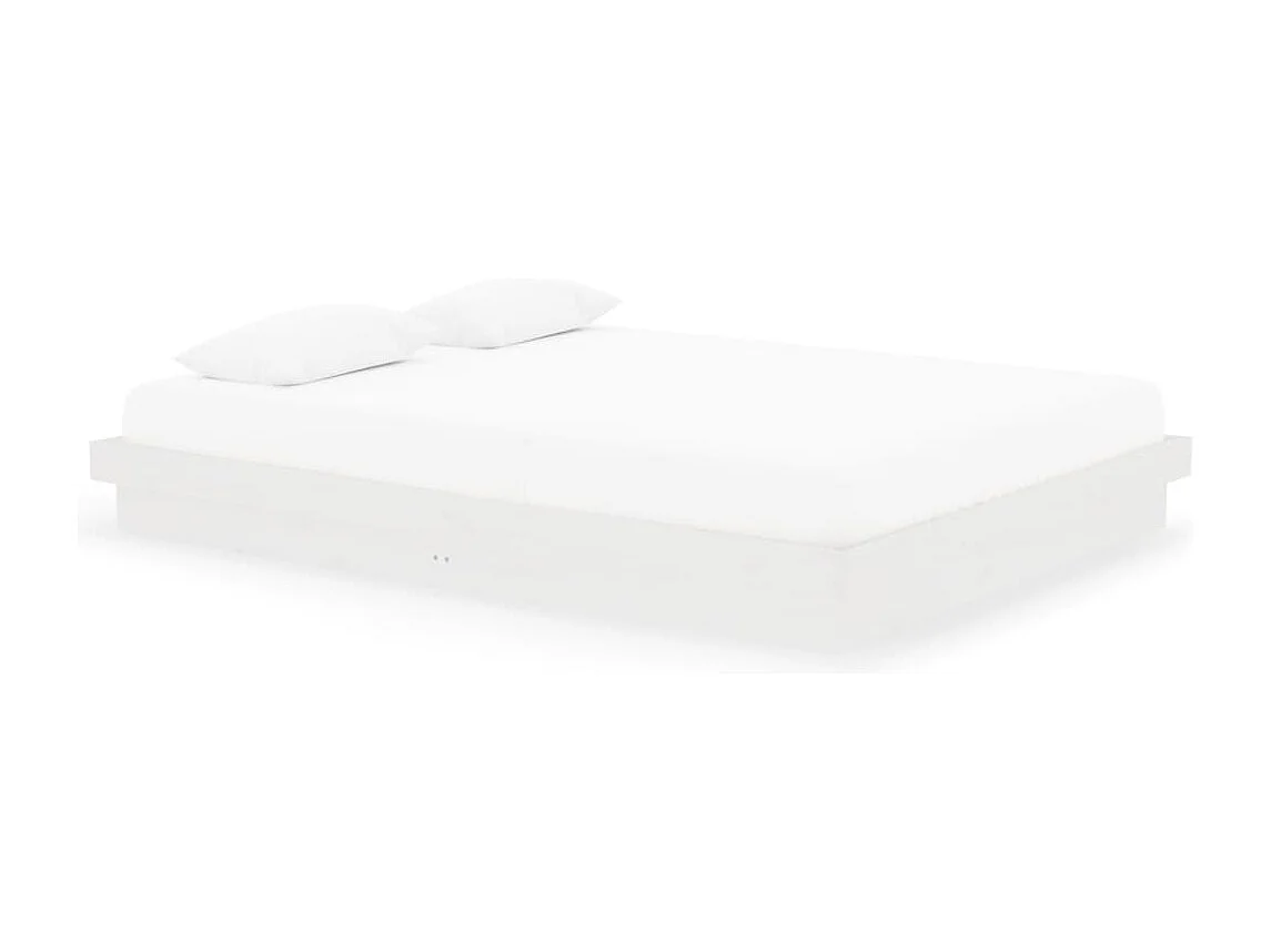Lit double | Lit adulte | Cadre de lit blanc bois de pin massif 150x200 cm