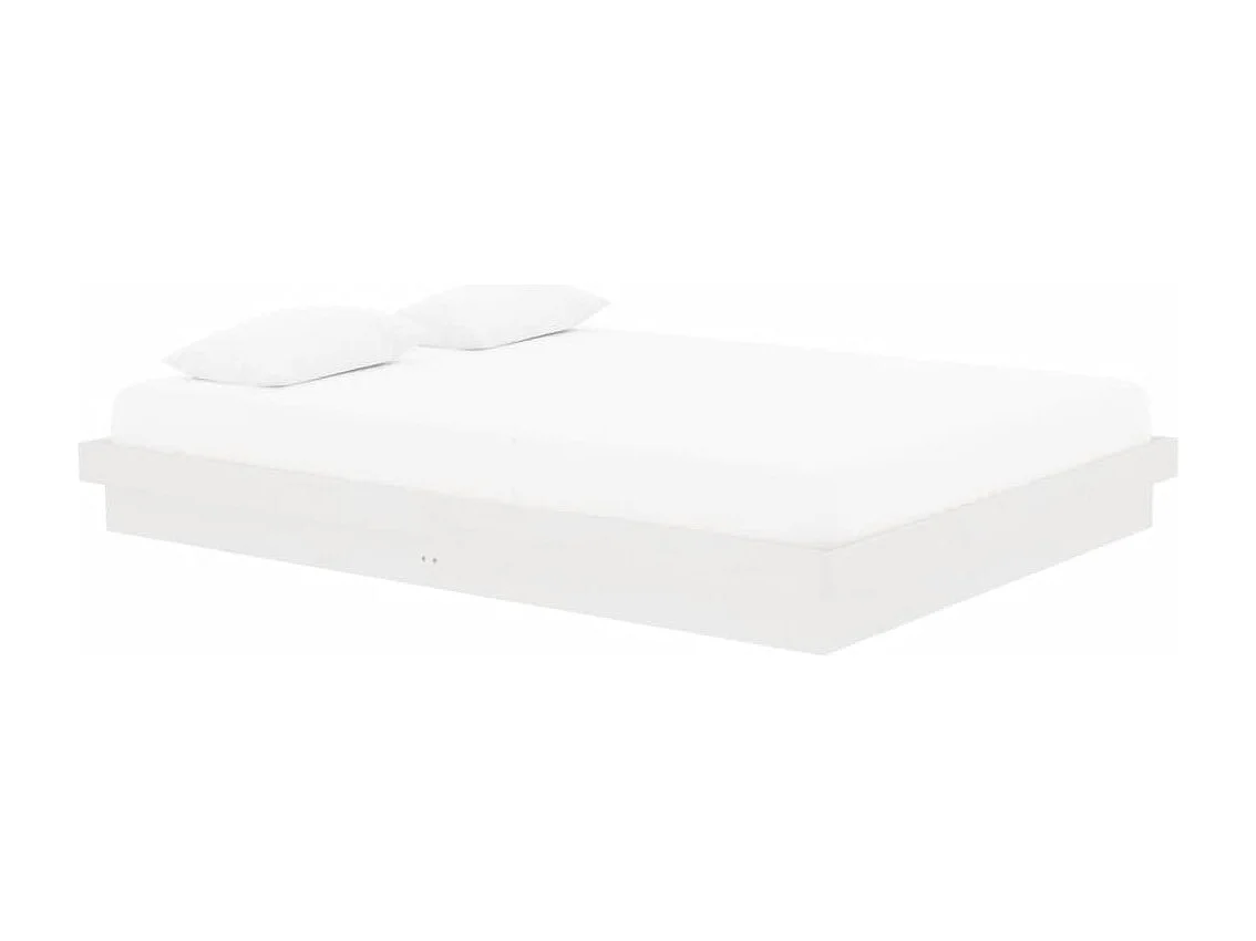 Lit double | Lit adulte | Cadre de lit blanc bois de pin massif 150x200 cm