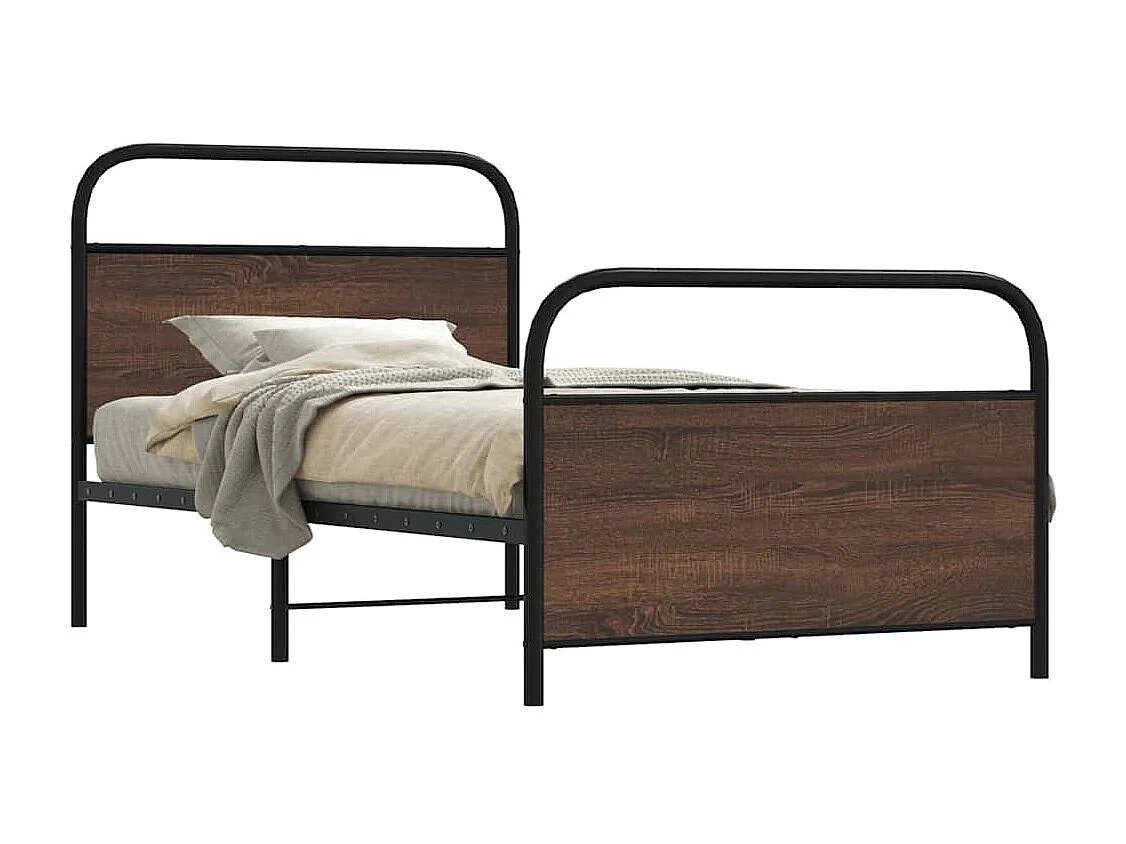 Lit simple | Lit adulte, enfant | Cadre de lit 90x200cm chêne marron bois ingénierie
