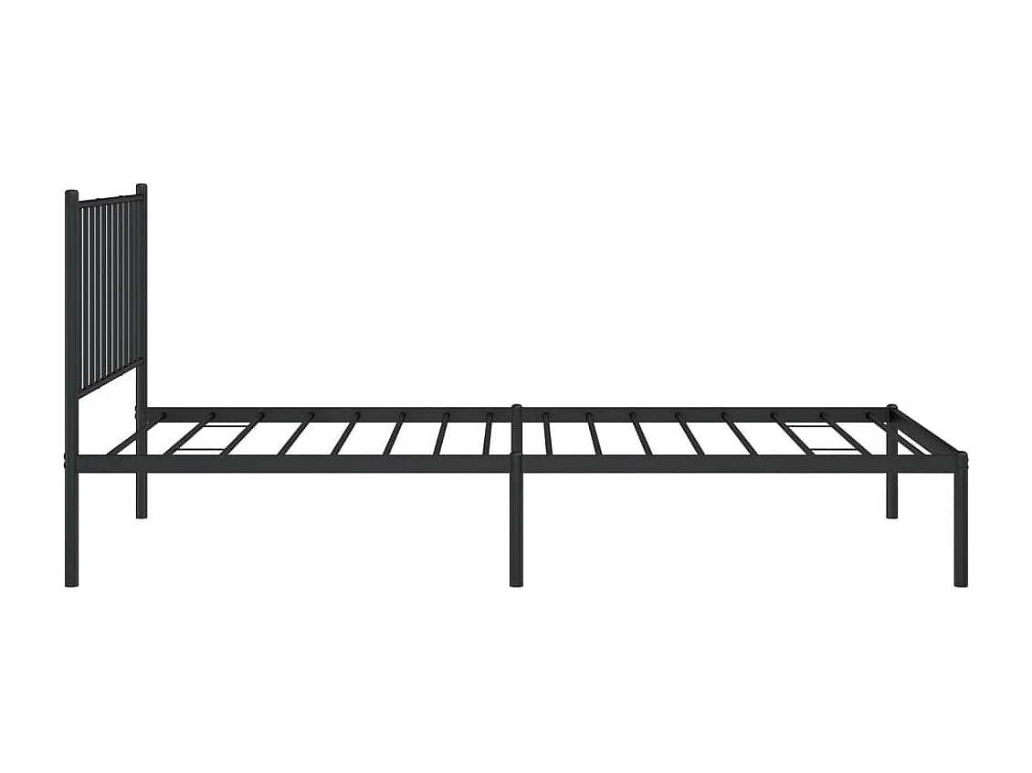Lit simple | Lit adulte, enfant | Cadre de lit métal avec tête de lit noir 90x200 cm