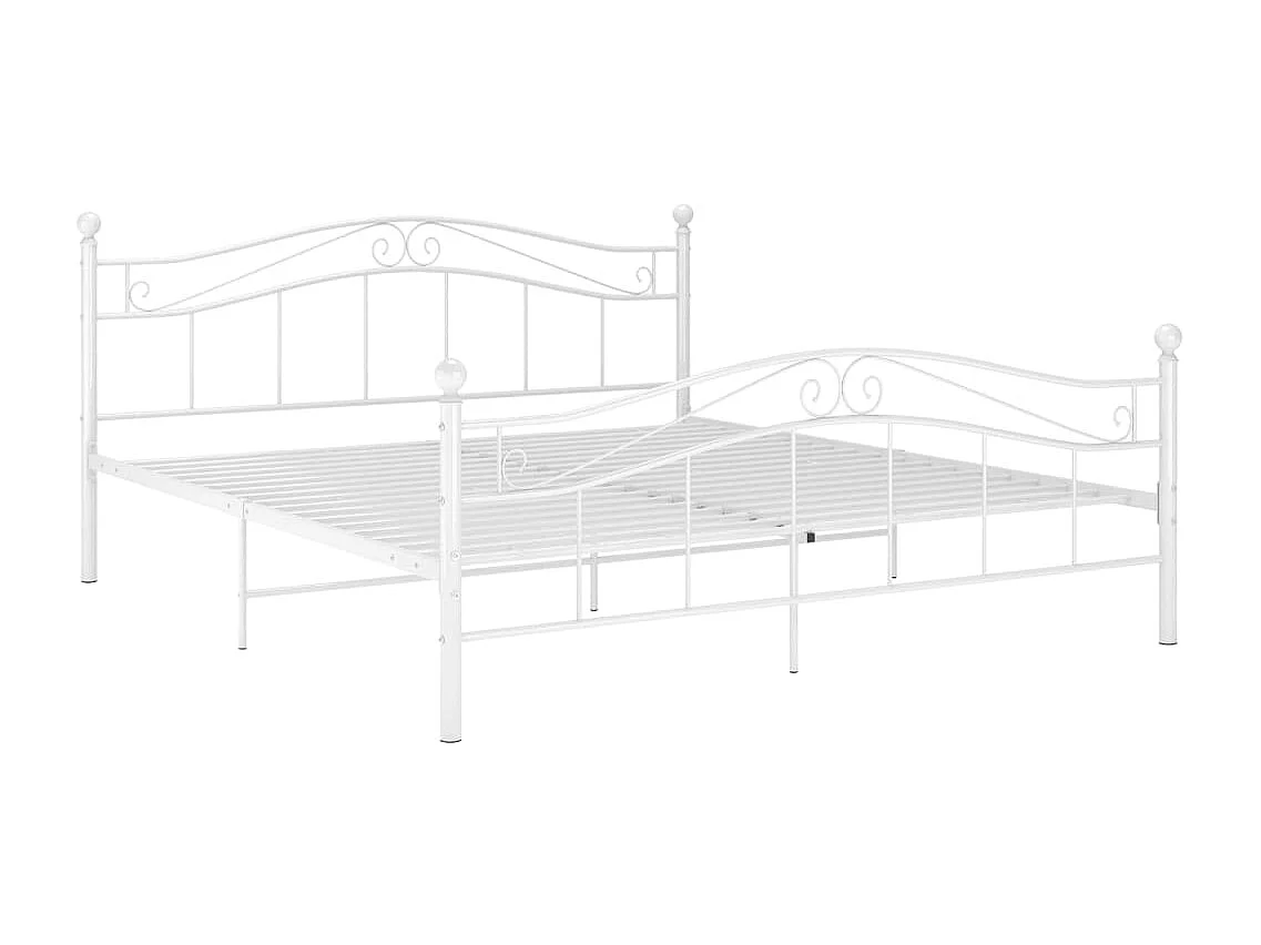 Lit double | Lit adulte | Cadre de lit blanc métal 160x200 cm