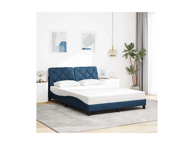 Lit double | Lit adulte | Cadre de lit bleu 140x200 cm tissu