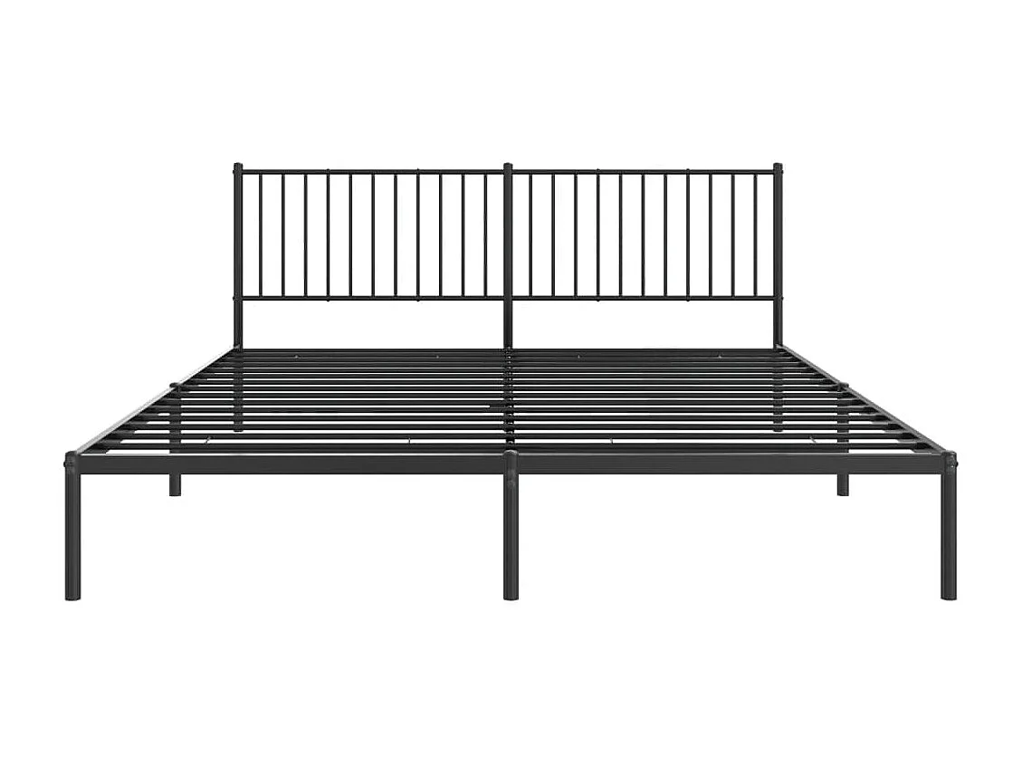 Lit double | Lit adulte | Cadre de lit métal et tête de lit noir 180x200 cm