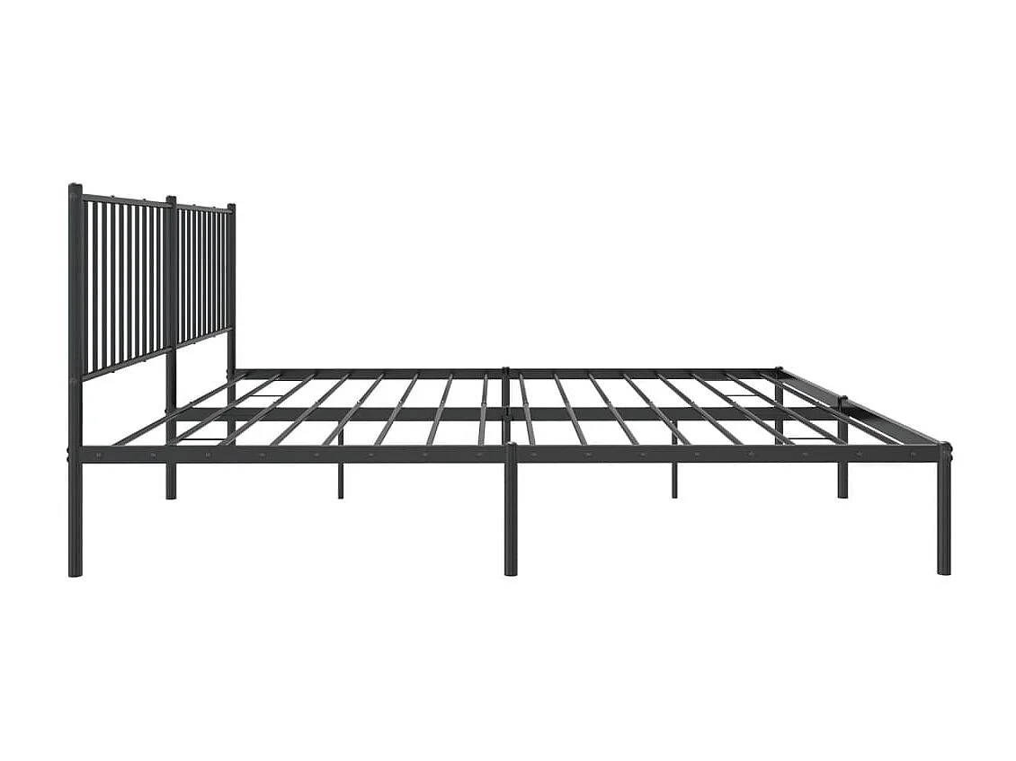 Lit double | Lit adulte | Cadre de lit métal et tête de lit noir 180x200 cm