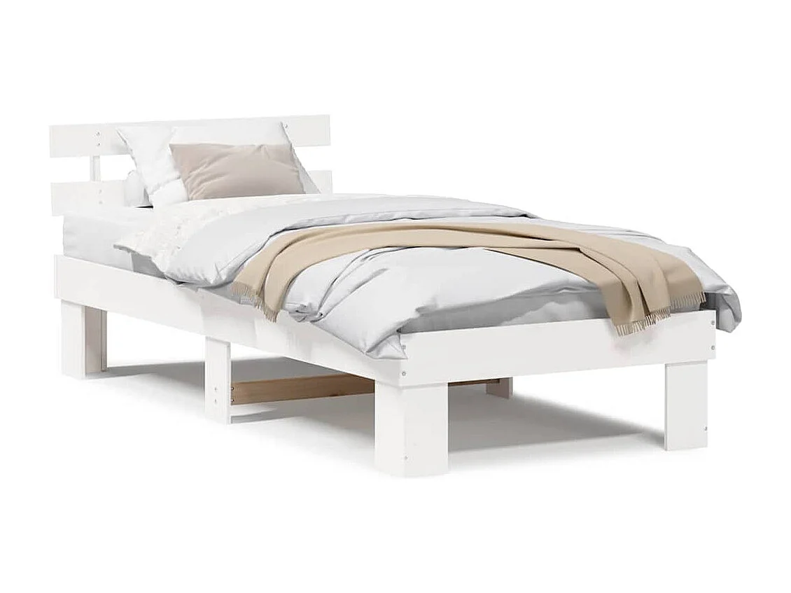 Lit simple | Lit adulte, enfant | Cadre de lit Blanc 100x200 cm Bois de pin massif