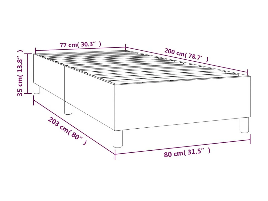 Lit simple | Lit adulte, enfant | Cadre de lit marron foncé 80x200 cm tissu