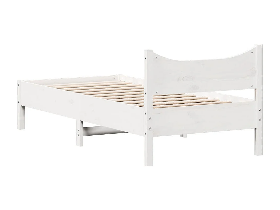 Lit simple | Lit adulte, enfant | Cadre de lit blanc 75x190 cm bois de pin massif