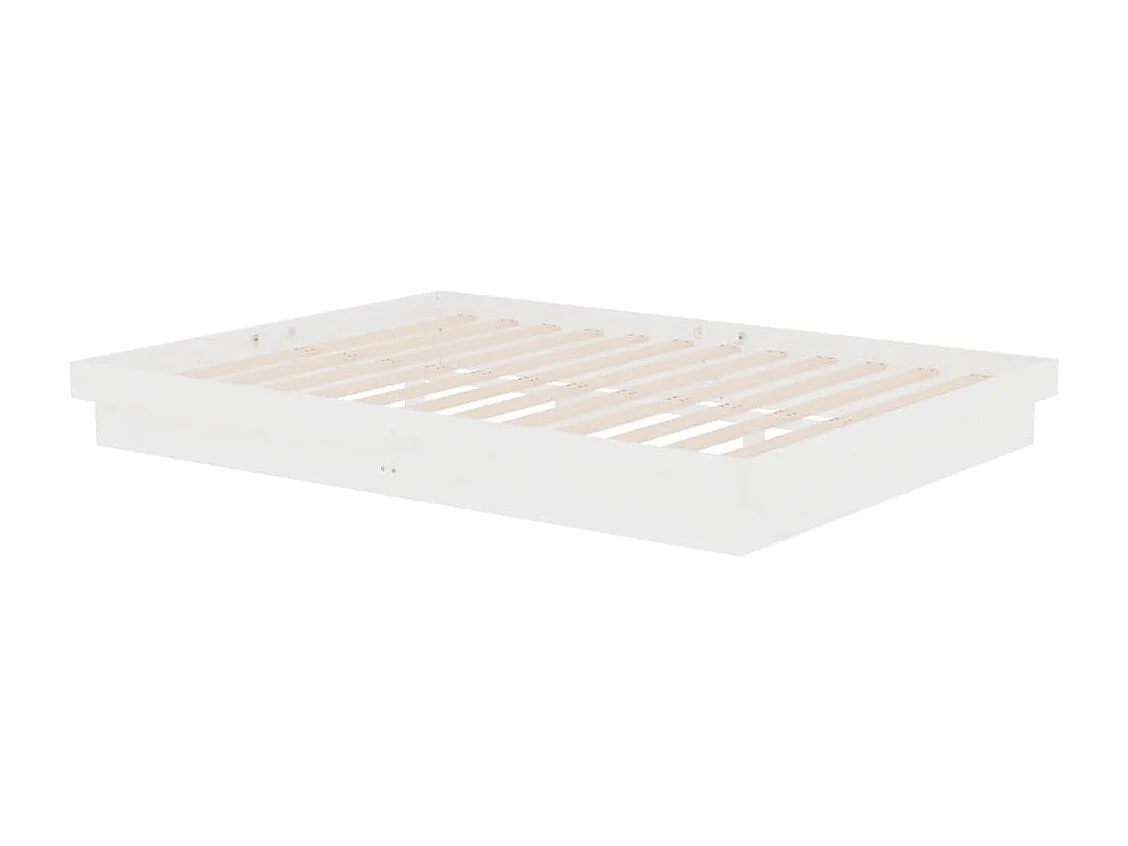 Lit double | Lit adulte | Cadre de lit blanc bois massif 140x190 cm