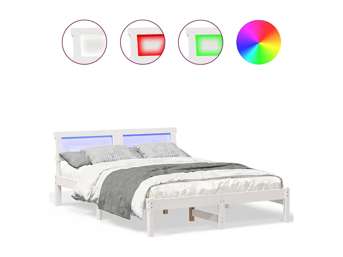 Lit simple | Lit adulte, enfant | Cadre de lit Blanc 120x200 cm Bois massif en pin