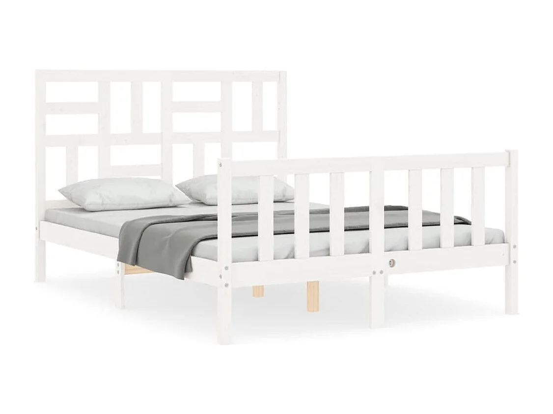 Lit simple | Lit adulte, enfant | Cadre de lit blanc bois de pin massif 120x190 cm