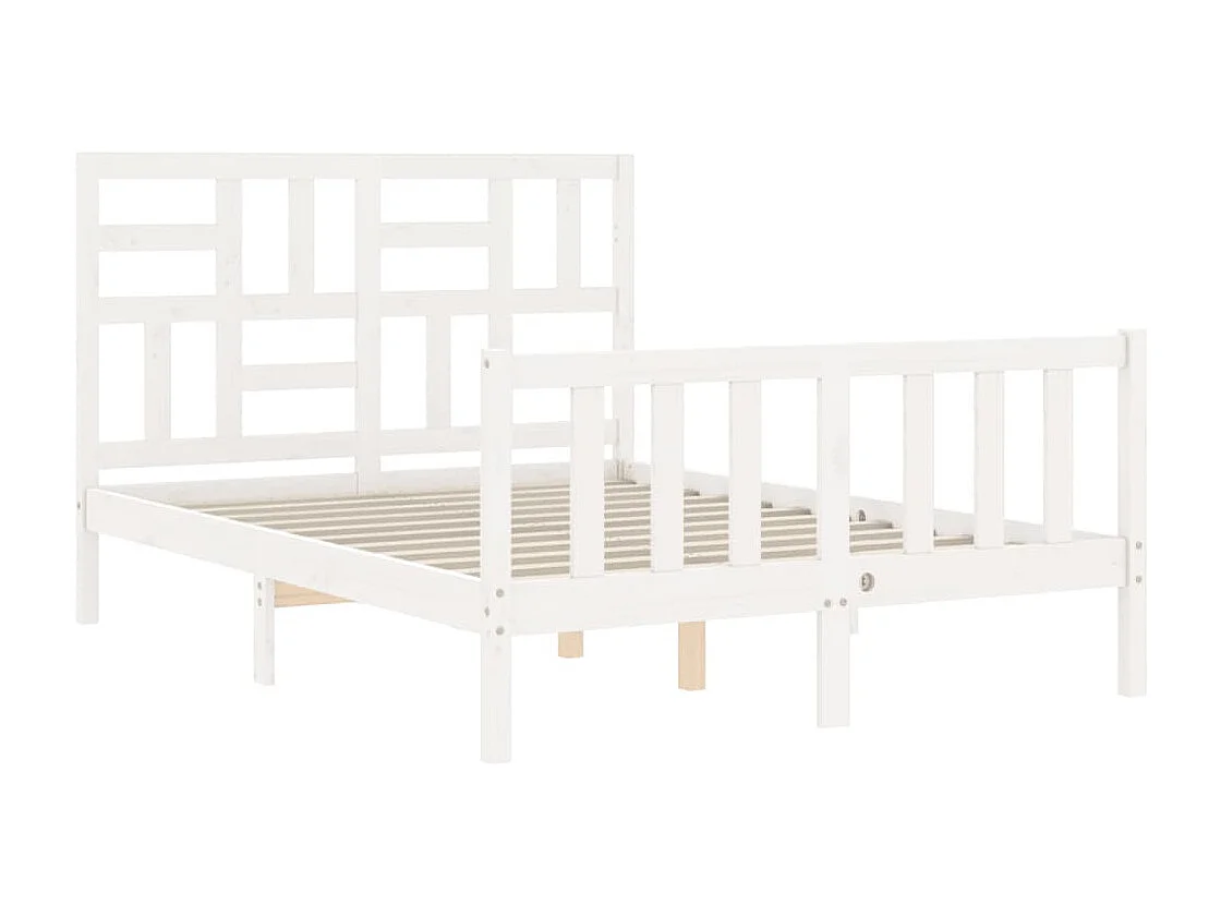 Lit simple | Lit adulte, enfant | Cadre de lit blanc bois de pin massif 120x190 cm
