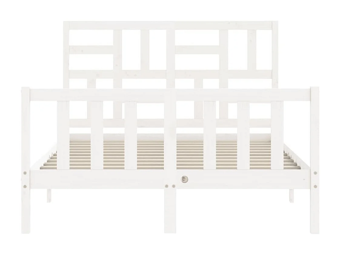 Lit simple | Lit adulte, enfant | Cadre de lit blanc bois de pin massif 120x190 cm