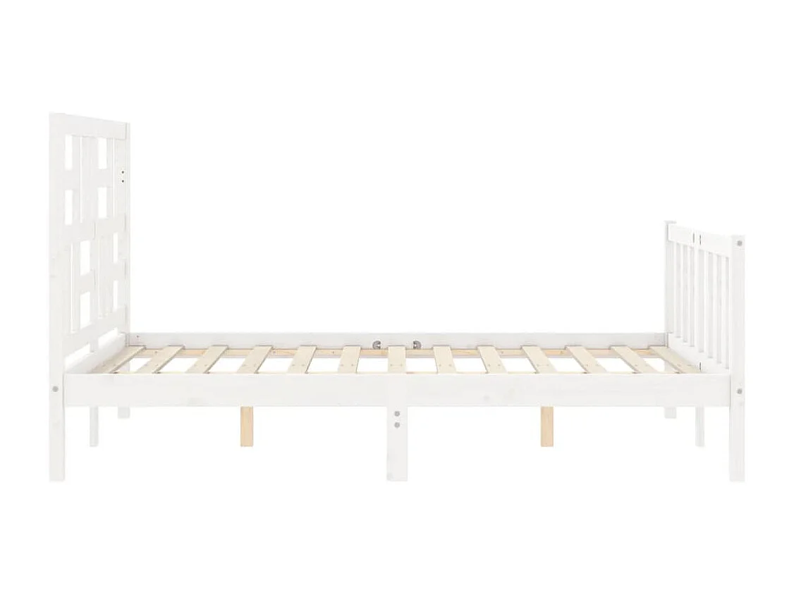 Lit simple | Lit adulte, enfant | Cadre de lit blanc bois de pin massif 120x190 cm
