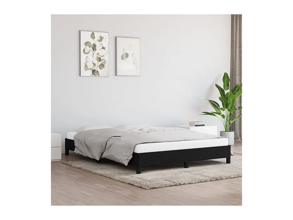 Lit double | Lit adulte | Cadre de lit noir 140x190 cm tissu