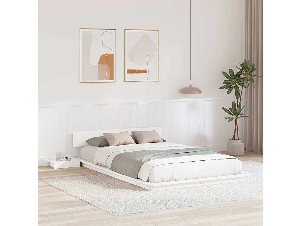 Letto matrimoniale | Giroletto | Struttura del letto Marrone 140x190 cm legno