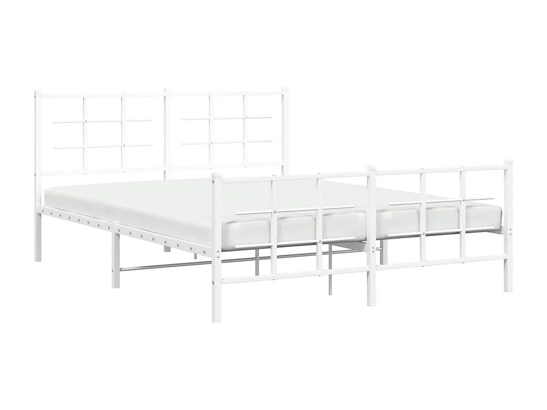 Lit double | Lit adulte | Cadre de lit métal et pied de lit blanc 150x200 cm