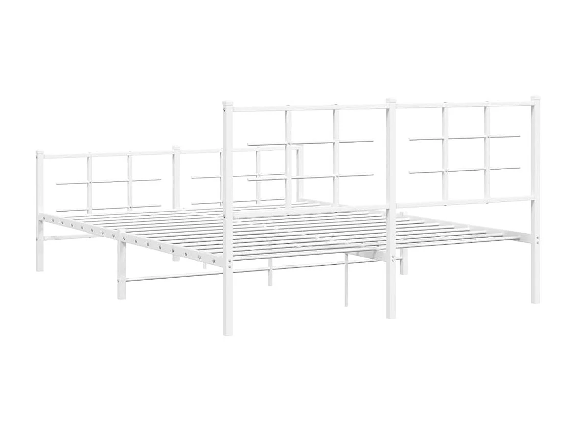 Lit double | Lit adulte | Cadre de lit métal et pied de lit blanc 150x200 cm