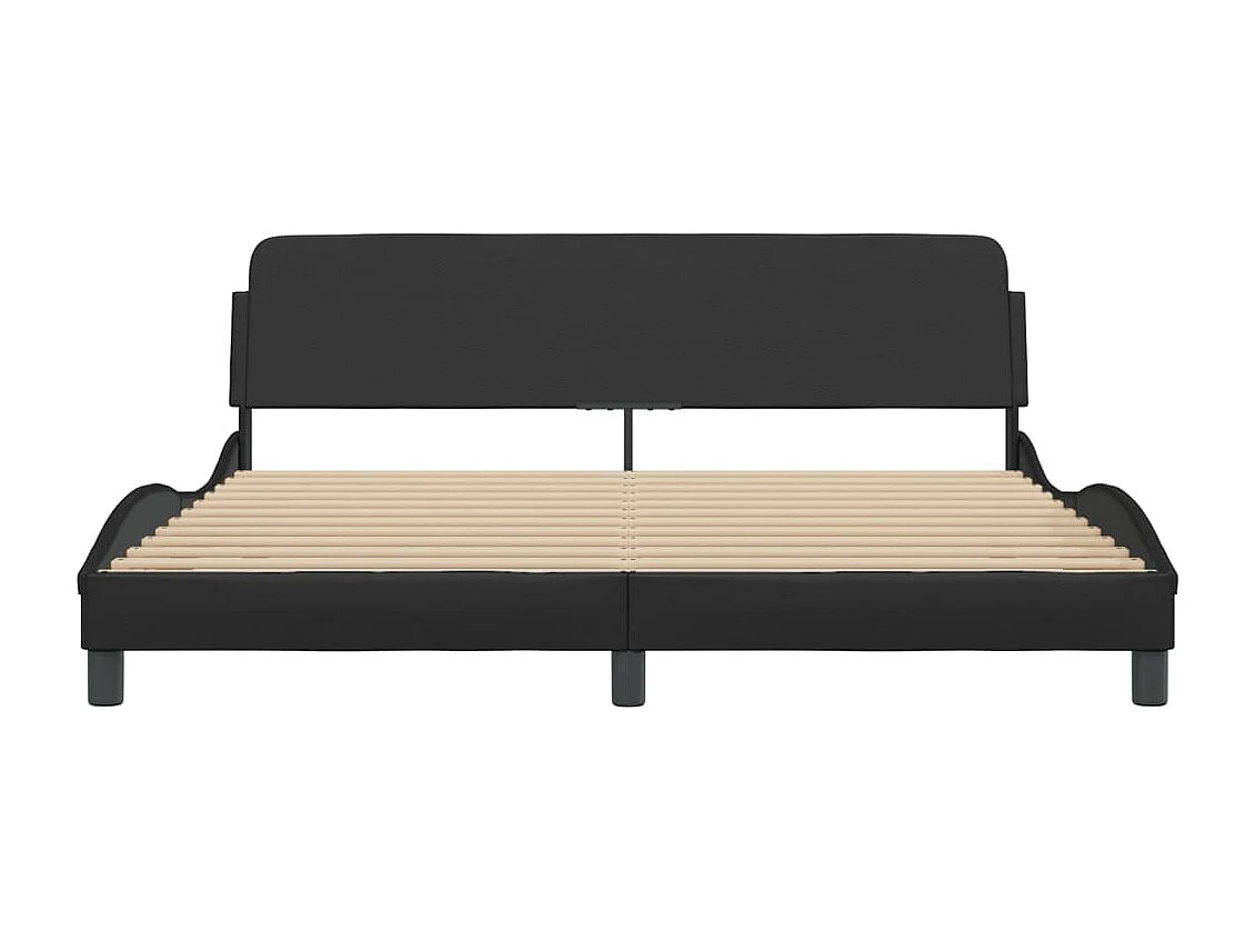 Lit double | Lit adulte | Cadre de lit noir 180x200 cm similicuir