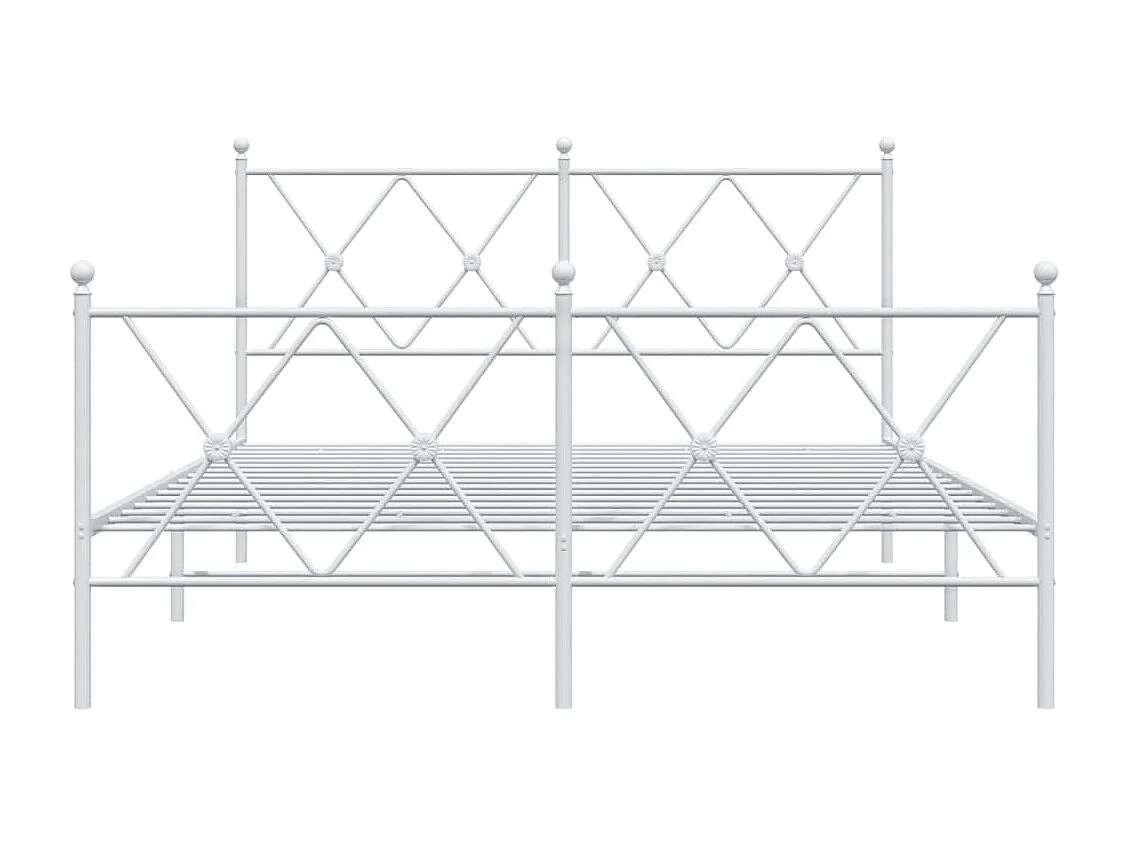 Lit double | Lit adulte | Cadre de lit métal et pied de lit blanc 140x200 cm