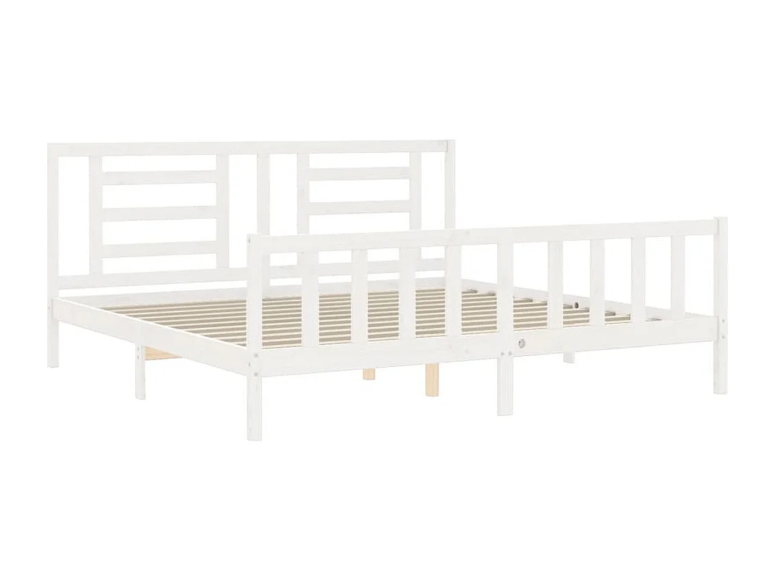 Lit double | Lit adulte | Cadre de lit blanc bois massif de pin 180x200 cm