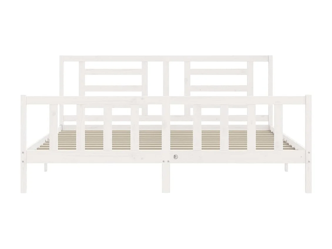 Lit double | Lit adulte | Cadre de lit blanc bois massif de pin 180x200 cm