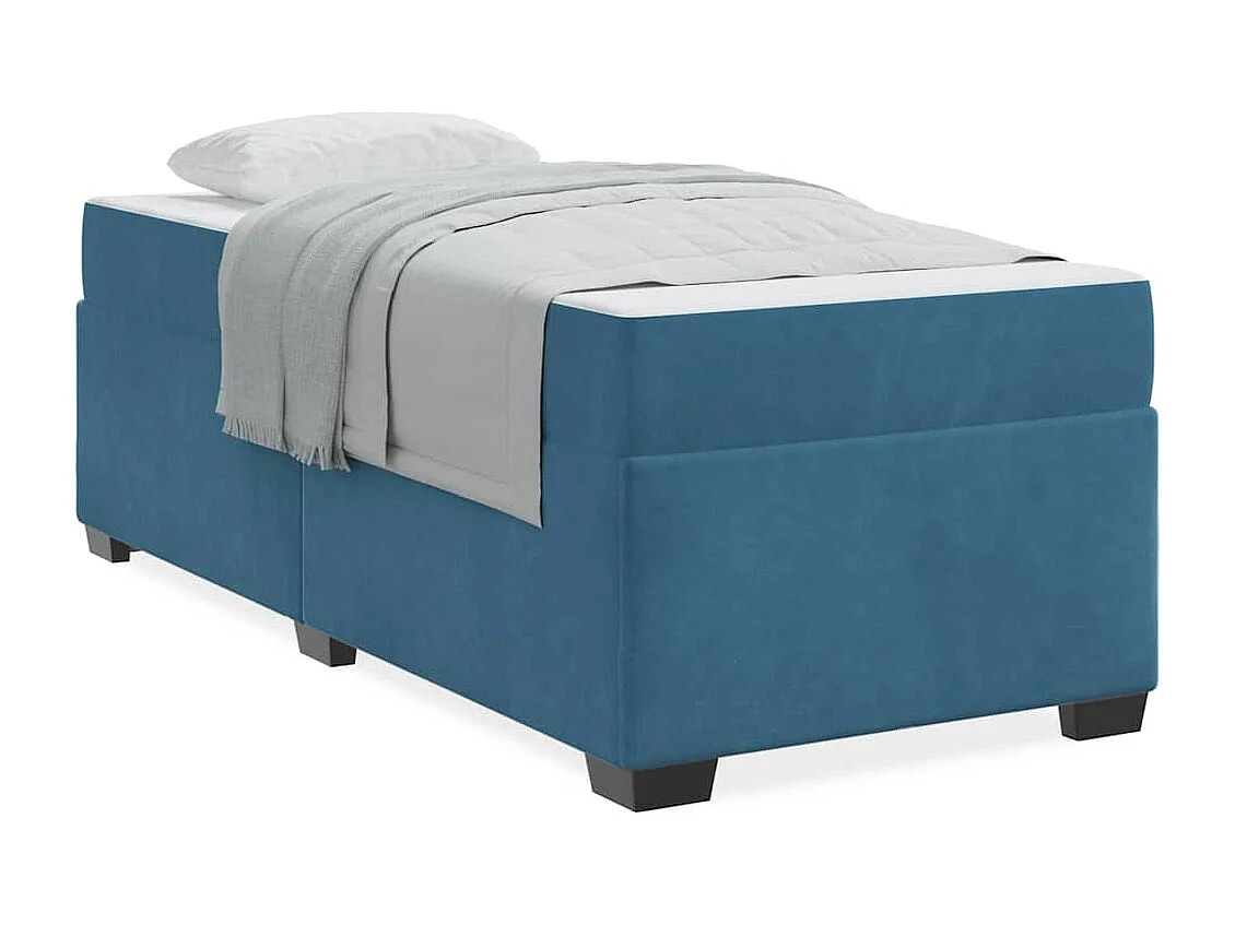 Lit simple | Lit adulte, enfant | Cadre de lit avec matelas Bleu foncé 90x190 cm Velours