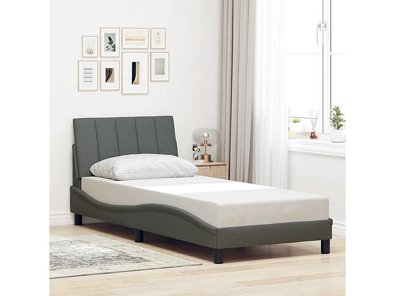 Letto per adulti | Letto singolo | Giroletto senza Materasso Hanko Grigio Scuro 90x200 cm Tessuto