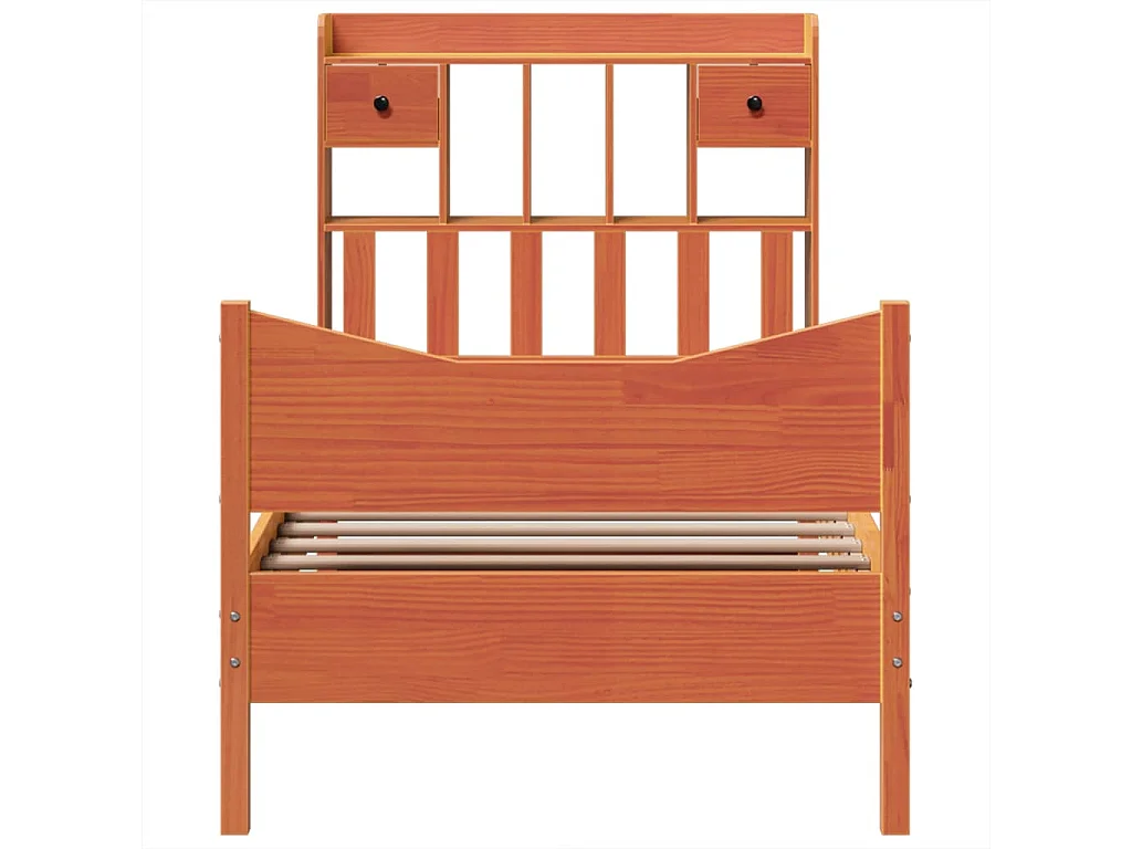 Lit simple | Lit adulte, enfant | Cadre de lit cire marron 75x190 cm bois pin massif