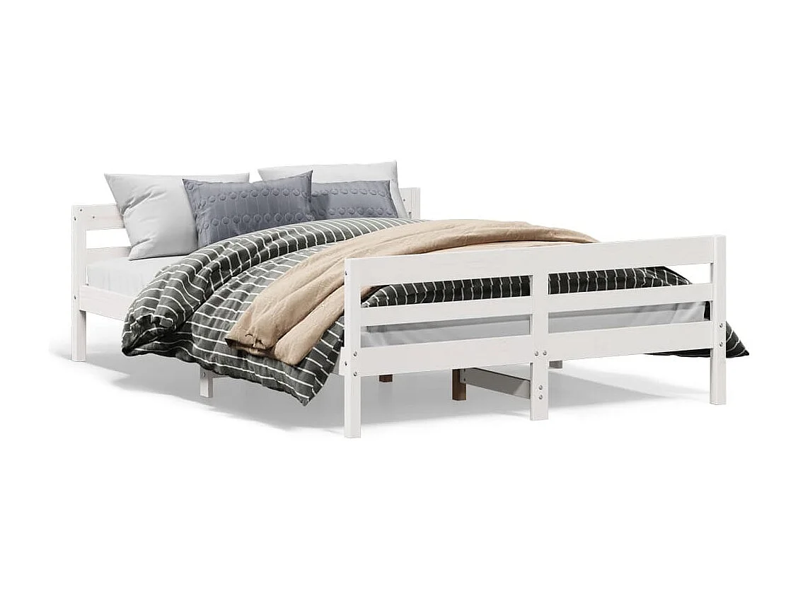 Lit simple | Lit adulte, enfant | Cadre de lit blanc 120x200 cm bois de pin massif
