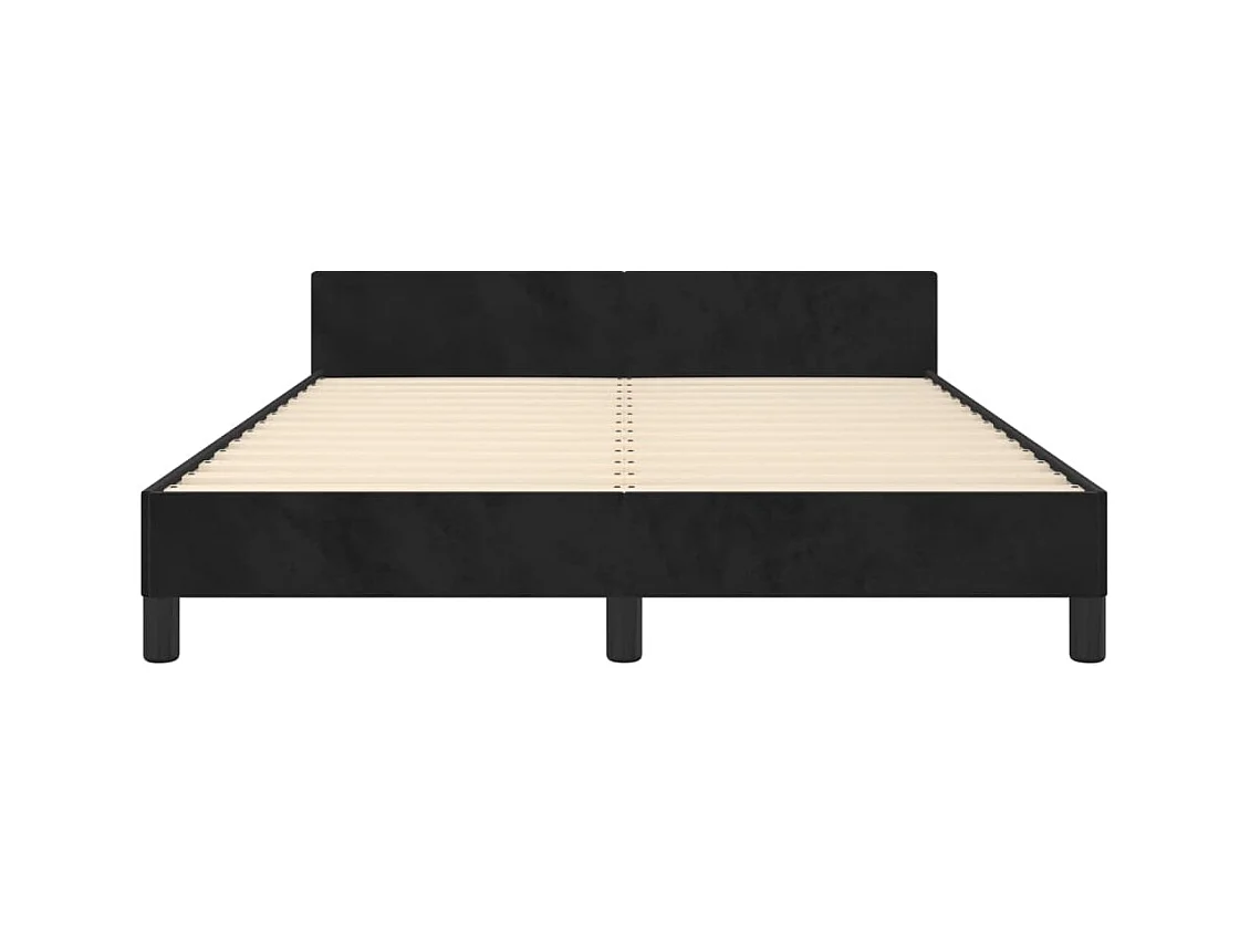 Lit double | Lit adulte | Cadre de lit noir 140x190 cm velours